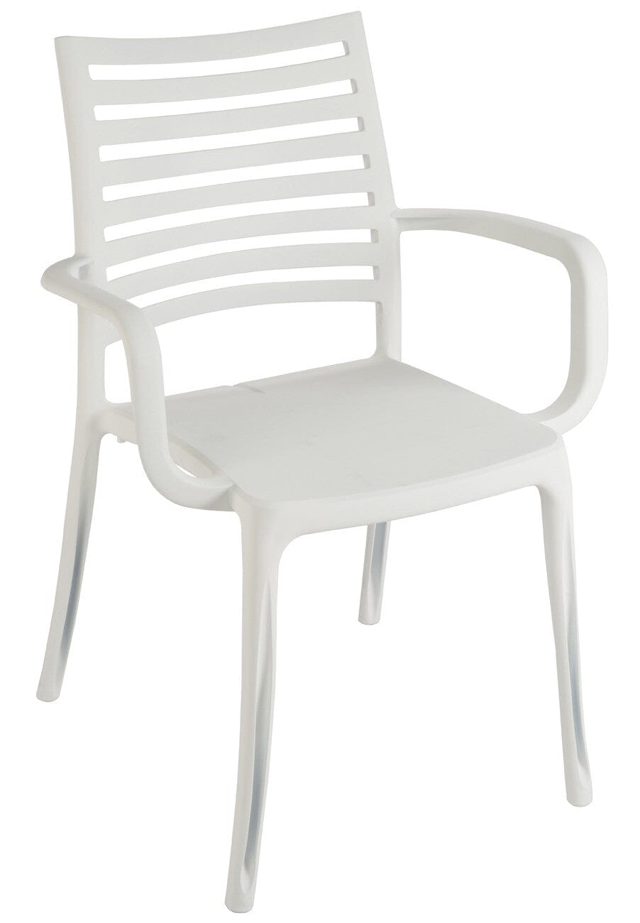 Grosfillex Sunday Fauteuil repas empilable Blanc glacier