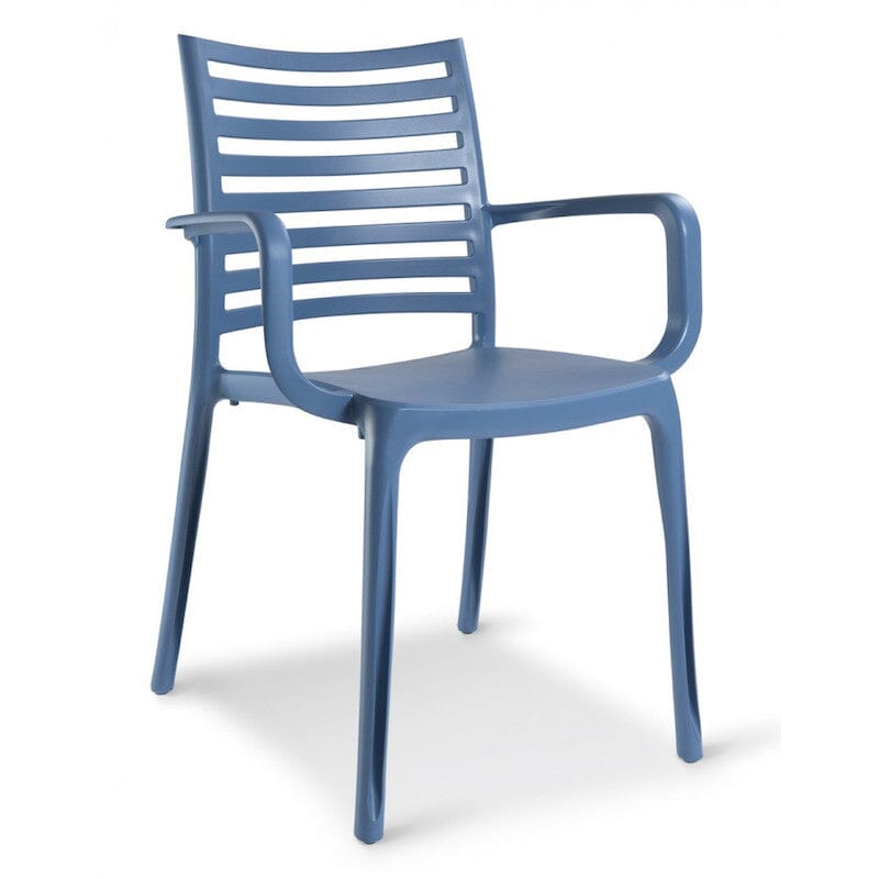 Grosfillex Sunday Fauteuil repas empilable Bleu Denim