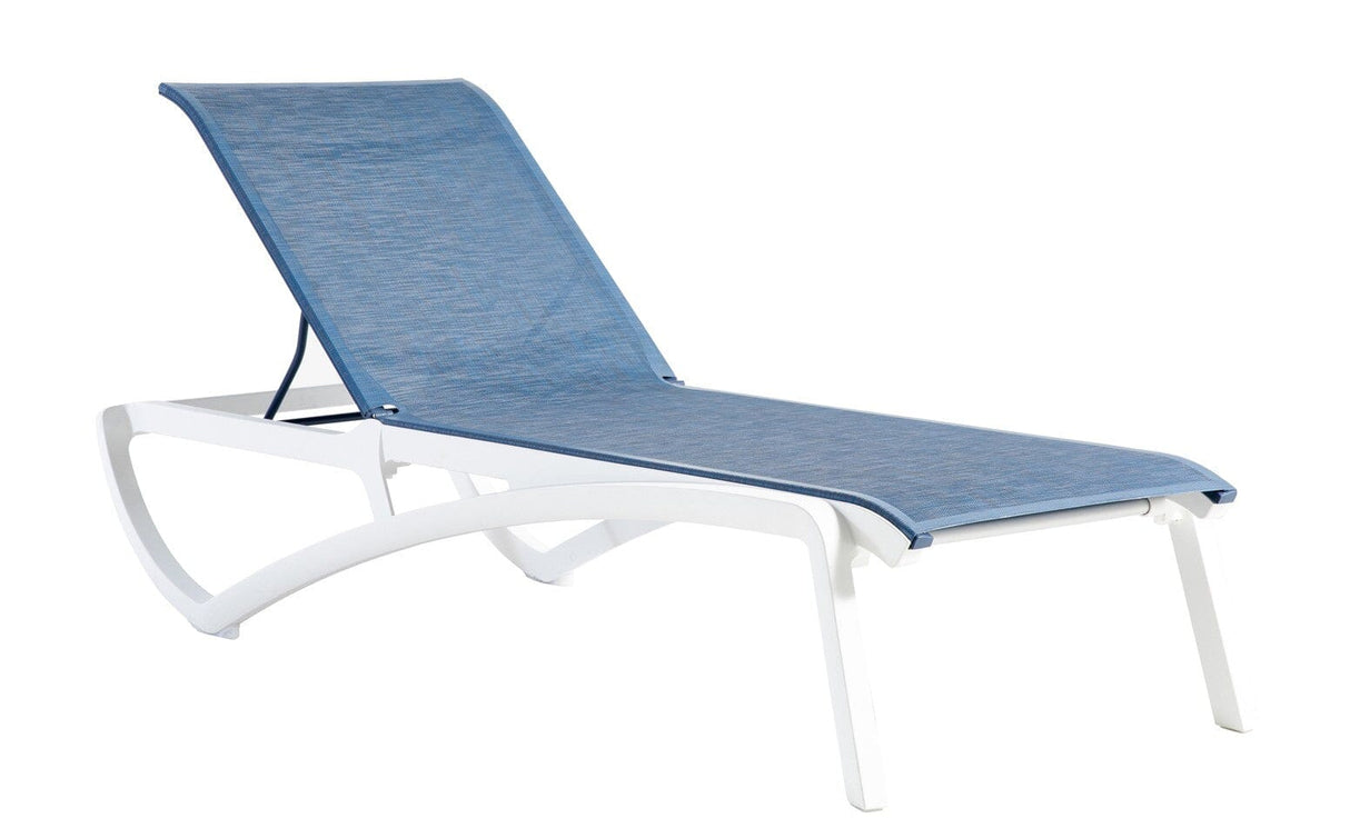 Grosfillex Sunset Bain de soleil Blanc Glacier / T41 Bleu Madras