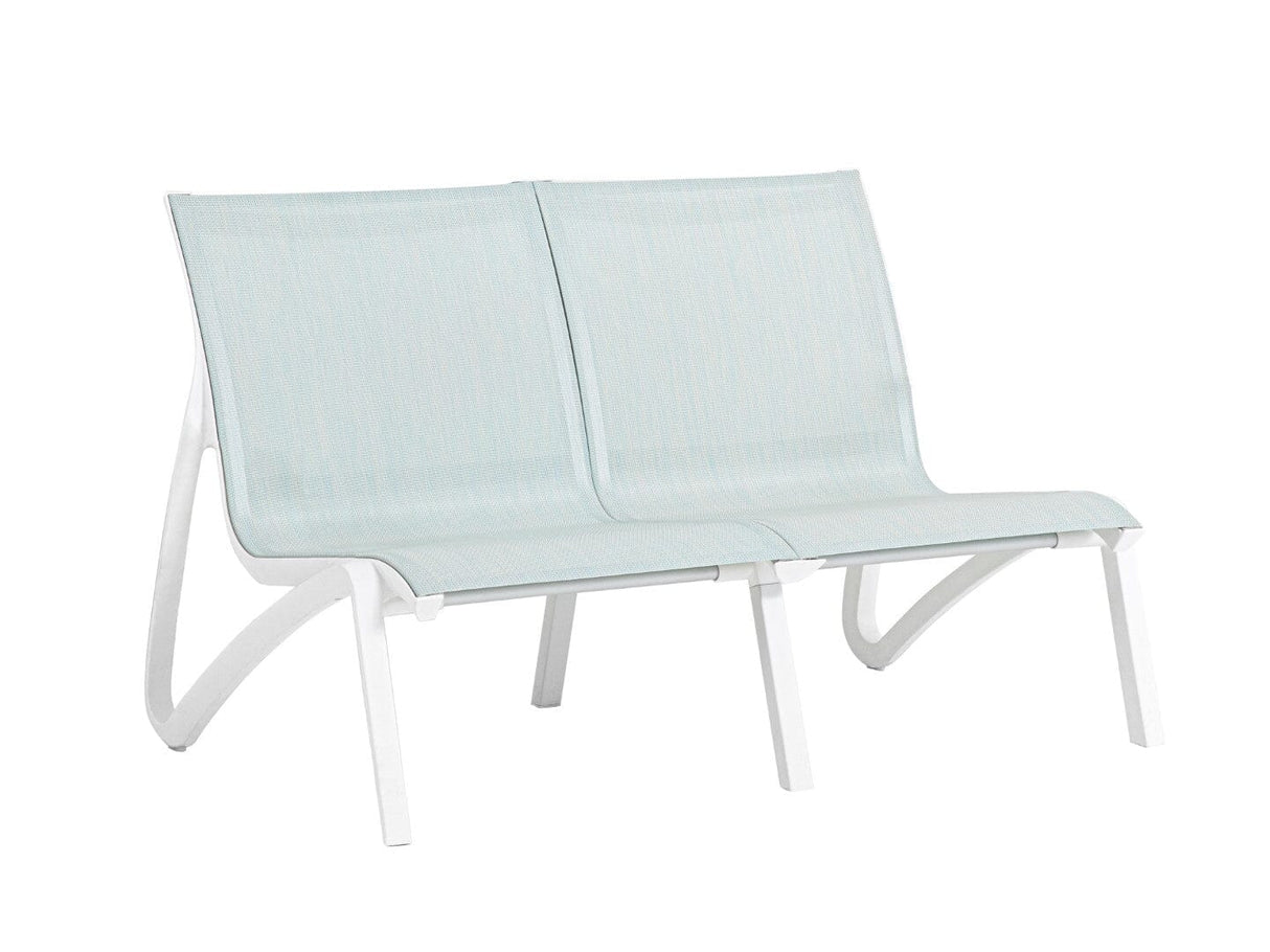Grosfillex Sunset Canapé Conversationnel 2 places Blanc Glacier / T35 Turquoise Chiné