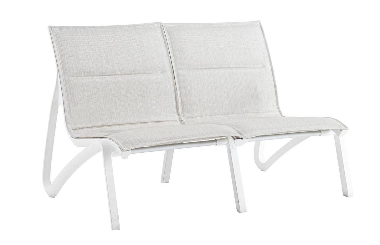 Grosfillex Sunset Confort Canapé Conversationnel 2 places Blanc Glacier / T33 Beige Chiné