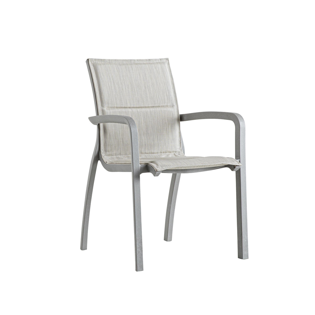 Grosfillex Sunset Confort Fauteuil repas Gris Platinum / T33 Beige Chiné