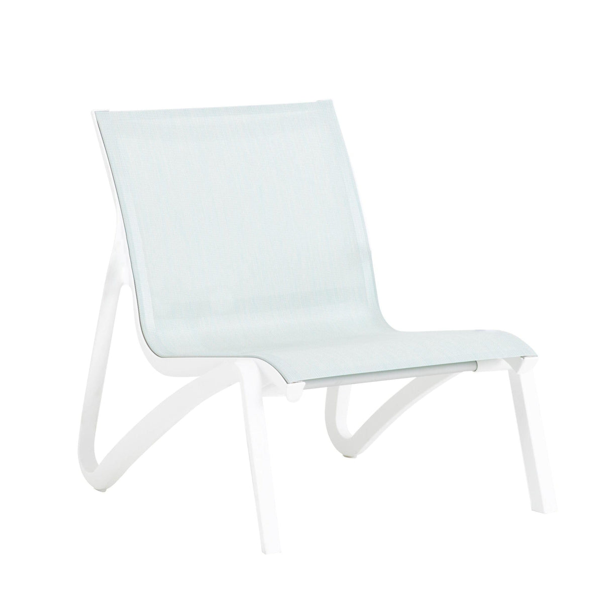 Grosfillex Sunset Fauteuil bas Conversationnel Blanc Glacier / T35 Turquoise Chiné