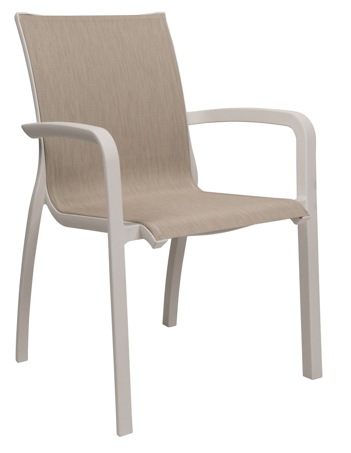 Grosfillex Sunset Fauteuil repas Blanc Glacier / T33 Beige Chiné