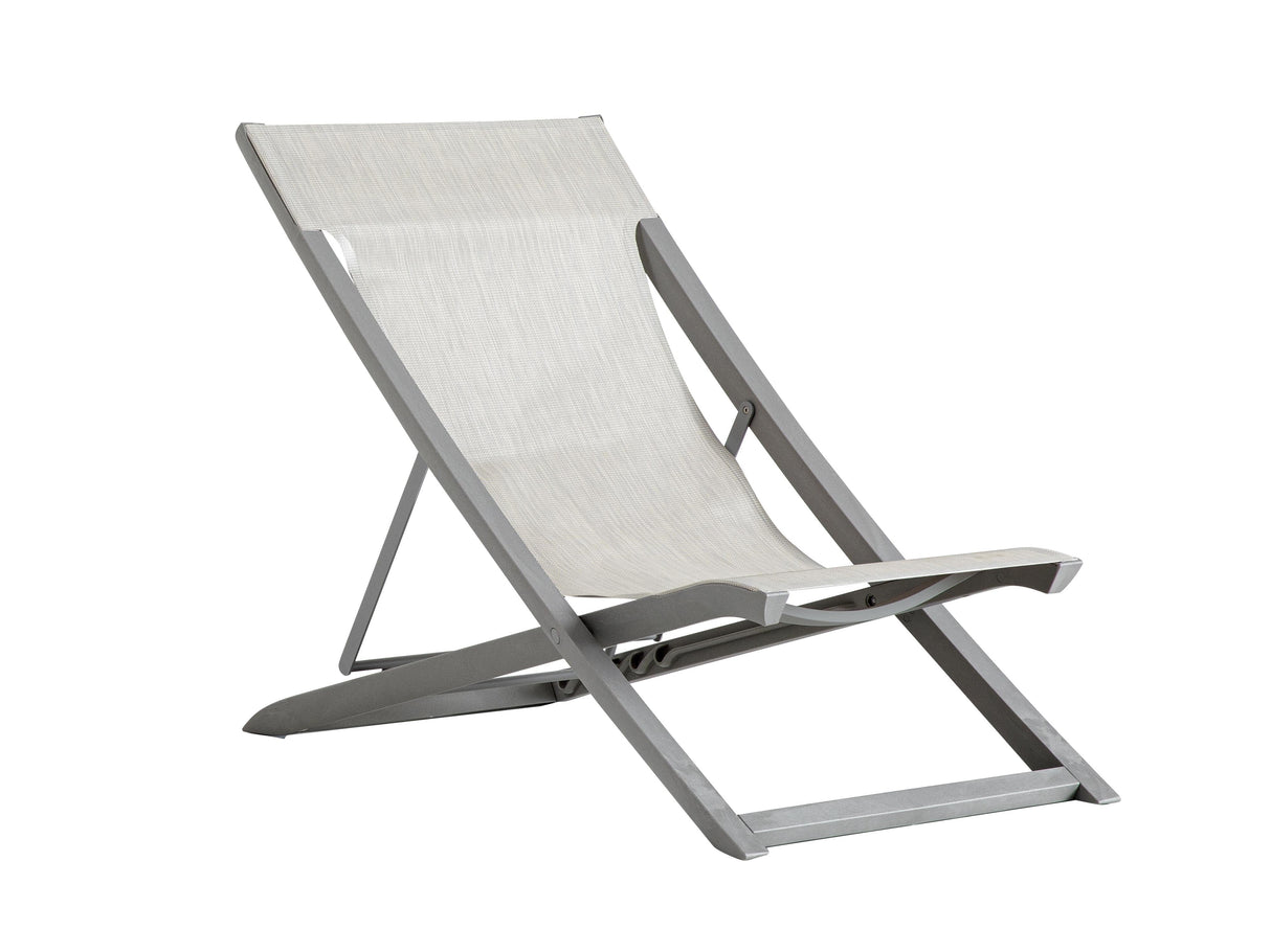 Grosfillex Sunset Transat pliable Gris Platinium / T33 Beige Chiné