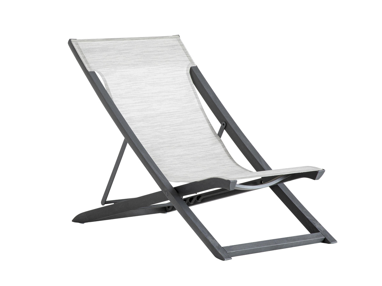 Grosfillex Sunset Transat pliable Noir Volcanique / T34 Gris Chiné