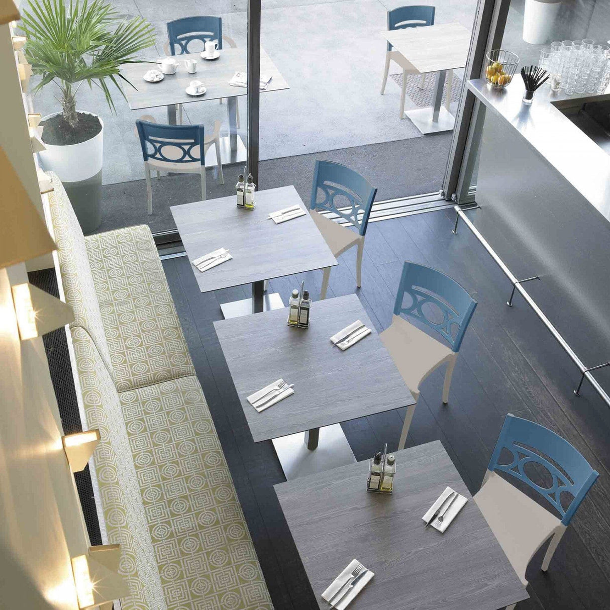 Grosfillex Tetra Inox Pied central fixe bistro en acier inoxydable