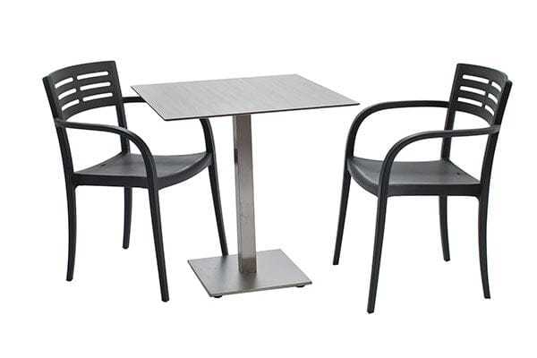 Grosfillex Tetra Inox Pied central fixe bistro en acier inoxydable