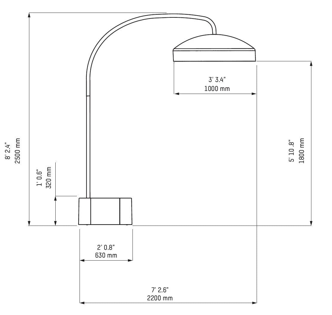 Heatsail Disc Chauffage à infrarouge d'extérieur avec luminaire et roues