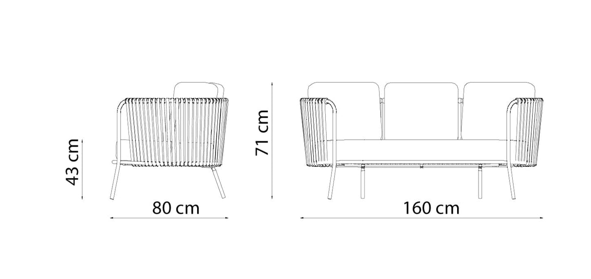Hunn Granada Canapé 2,5 places avec Cordes