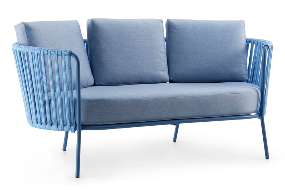 Hunn Granada Canapé 2,5 places avec Cordes Bleu avec coussins bleu
