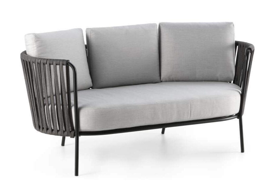 Hunn Granada Canapé 2,5 places avec Cordes Noir avec coussins gris