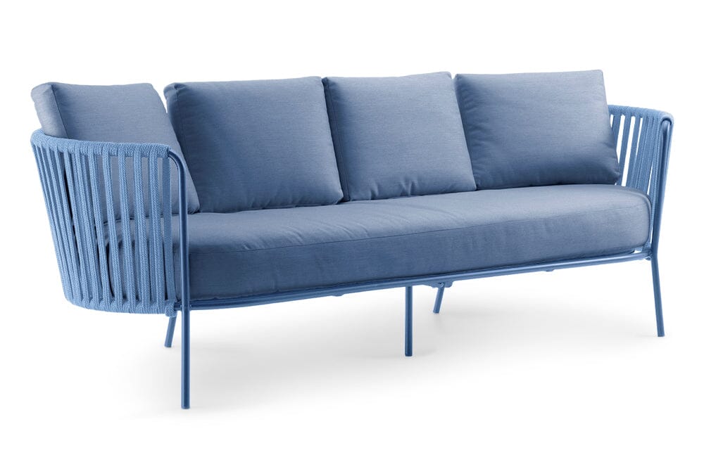 Hunn Granada Canapé 3 places avec Cordes Bleu avec coussins bleu