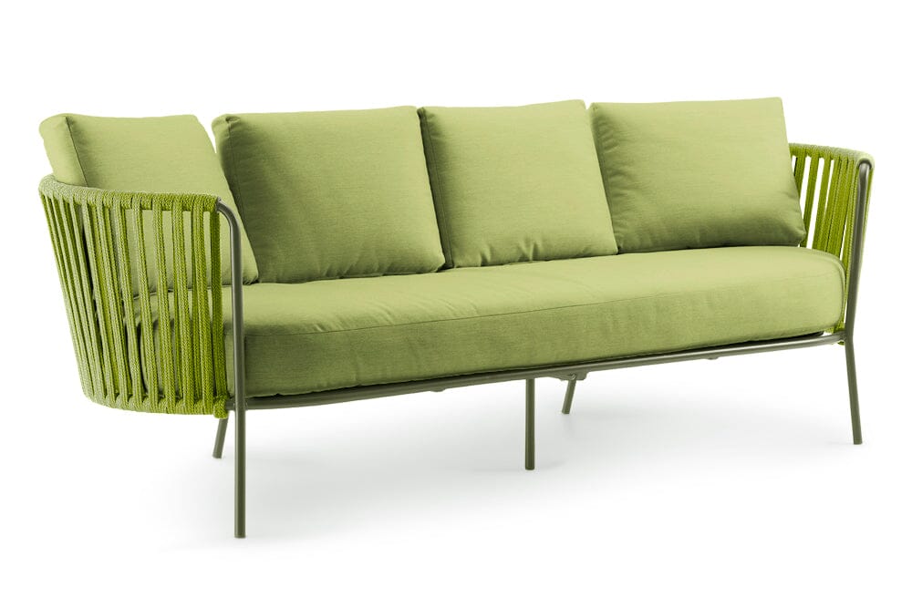 Hunn Granada Canapé 3 places avec Cordes Vert avec coussin vert clair