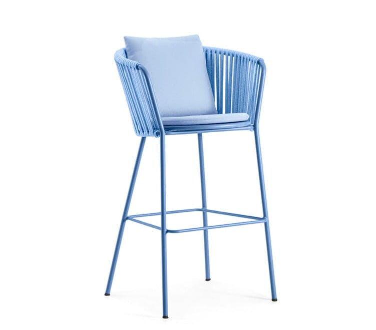 Hunn Granada Chaise haute avec Cordes Bleu avec coussins bleu