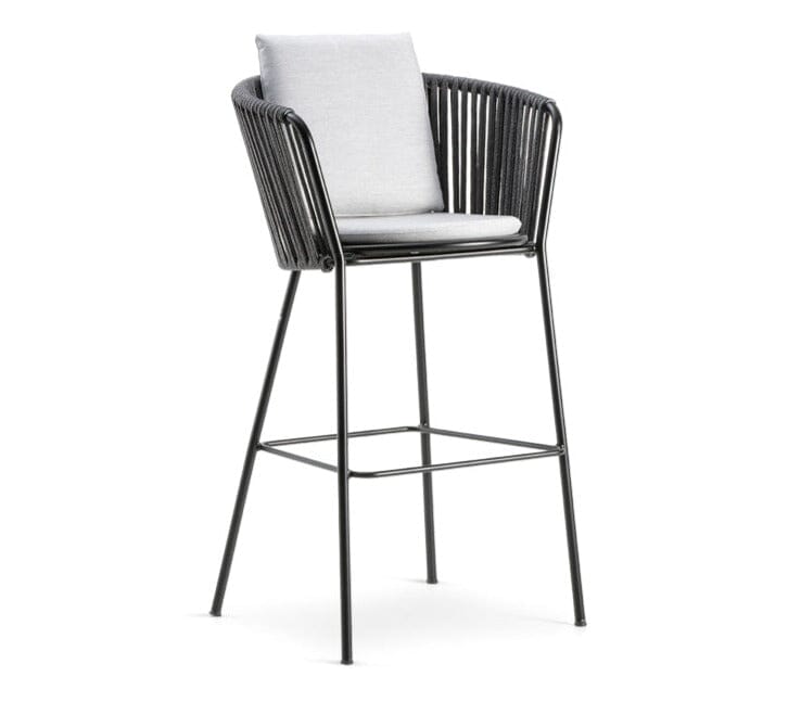 Hunn Granada Chaise haute avec Cordes Noir avec coussins gris