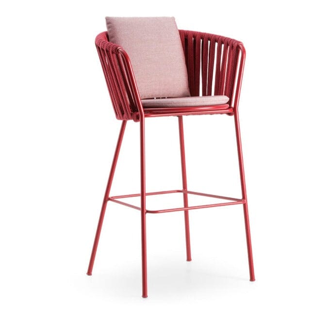 Hunn Granada Chaise haute avec Cordes Rouge avec coussins rouge clair