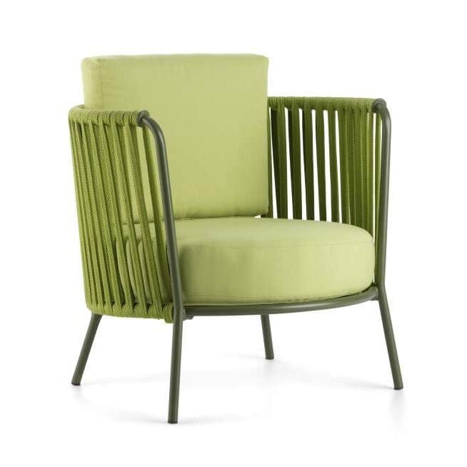 Hunn Granada Fauteuil club avec Cordes Vert avec coussin vert clair