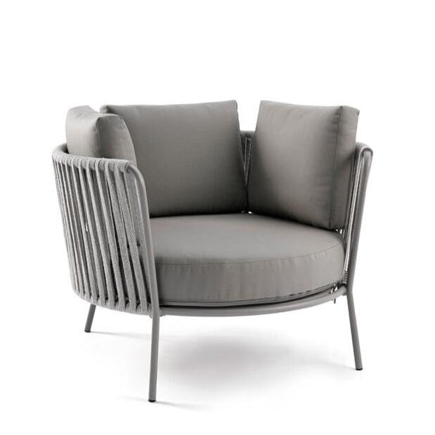 Hunn Granada Fauteuil club Maxi avec Cordes Taupe avec coussins taupe