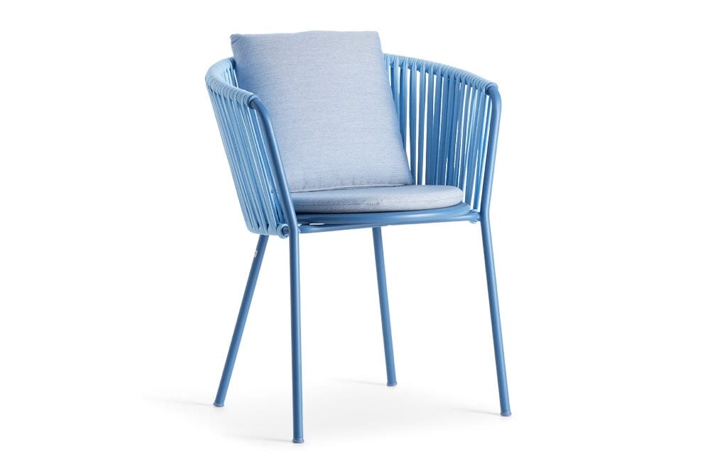Hunn Granada Fauteuil repas avec Cordes Bleu avec coussins bleu