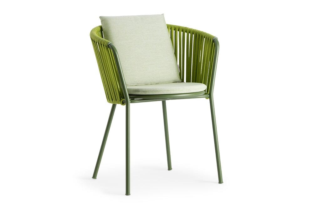 Hunn Granada Fauteuil repas avec Cordes Vert avec coussin vert clair