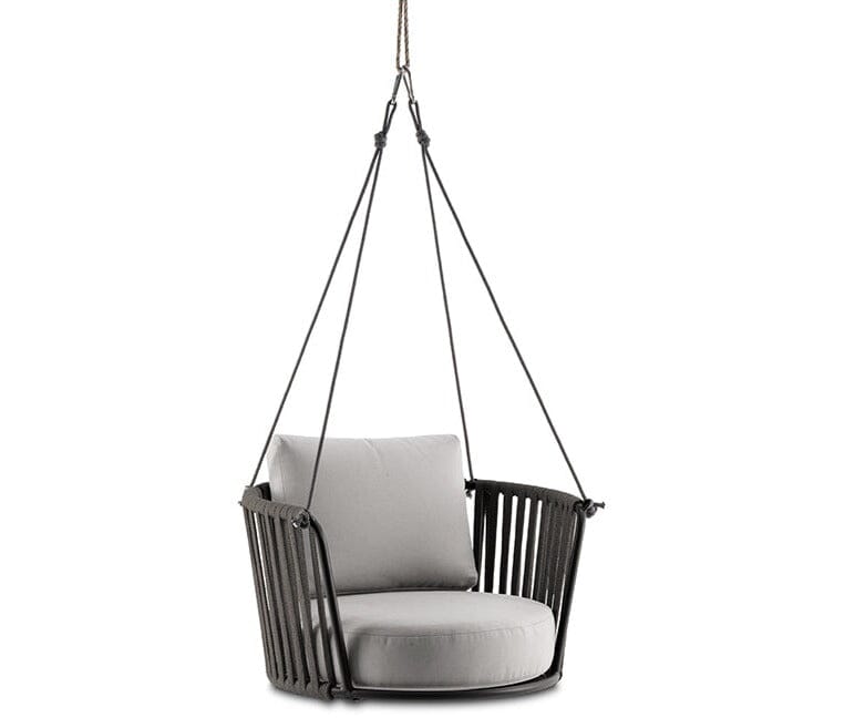 Hunn Granada Fauteuil suspendu avec Cordes Noir avec coussins gris foncé