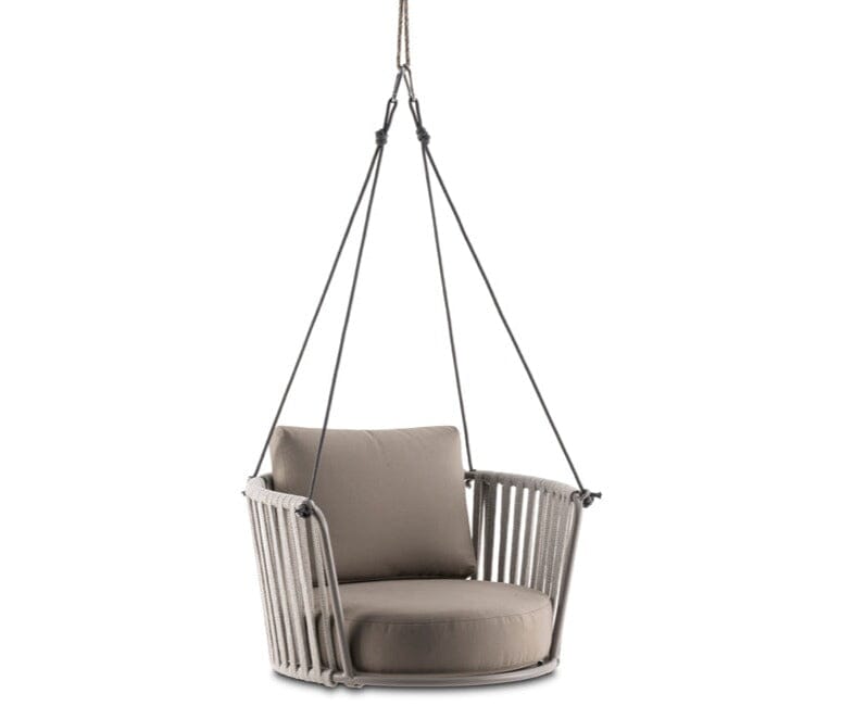 Hunn Granada Fauteuil suspendu avec Cordes Taupe avec coussins beige