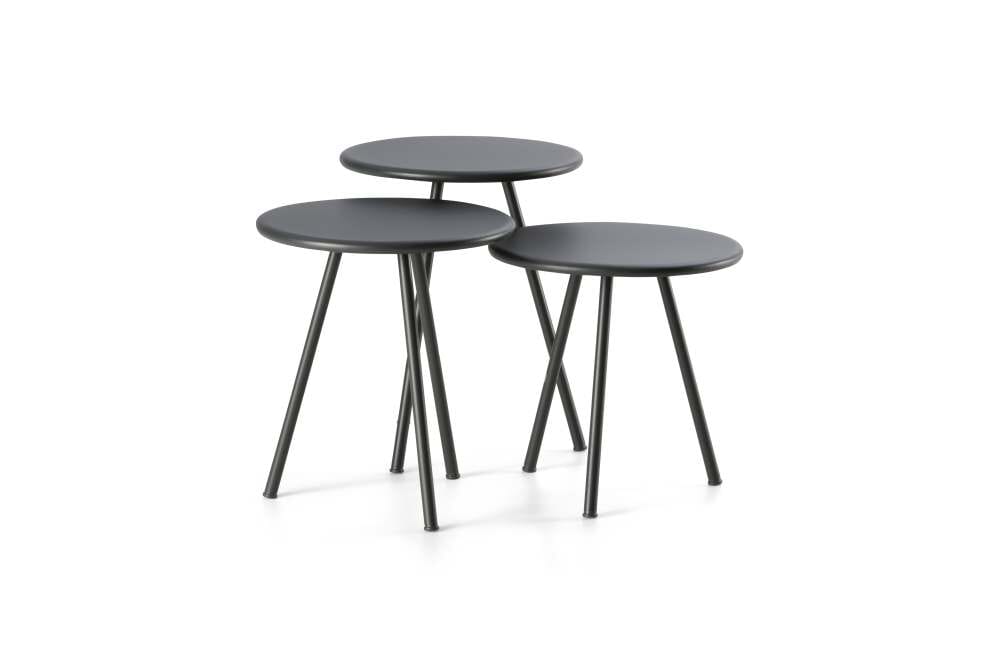 Hunn Granada Set de 3 Tables basses rondes Ø40cm gigognes Anthracite