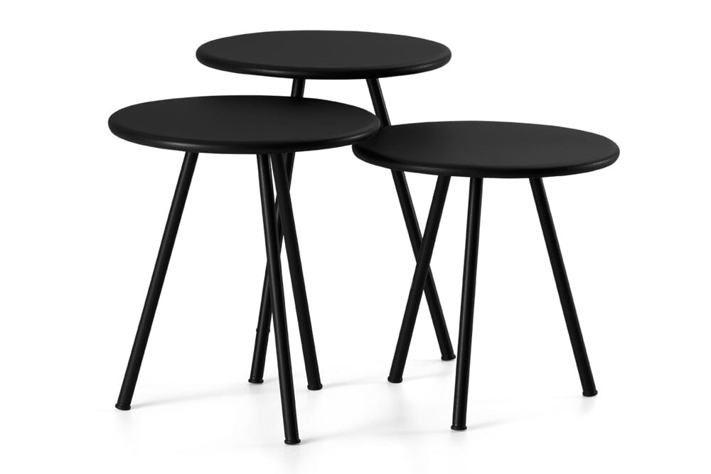 Hunn Granada Set de 3 Tables basses rondes Ø40cm gigognes Noir