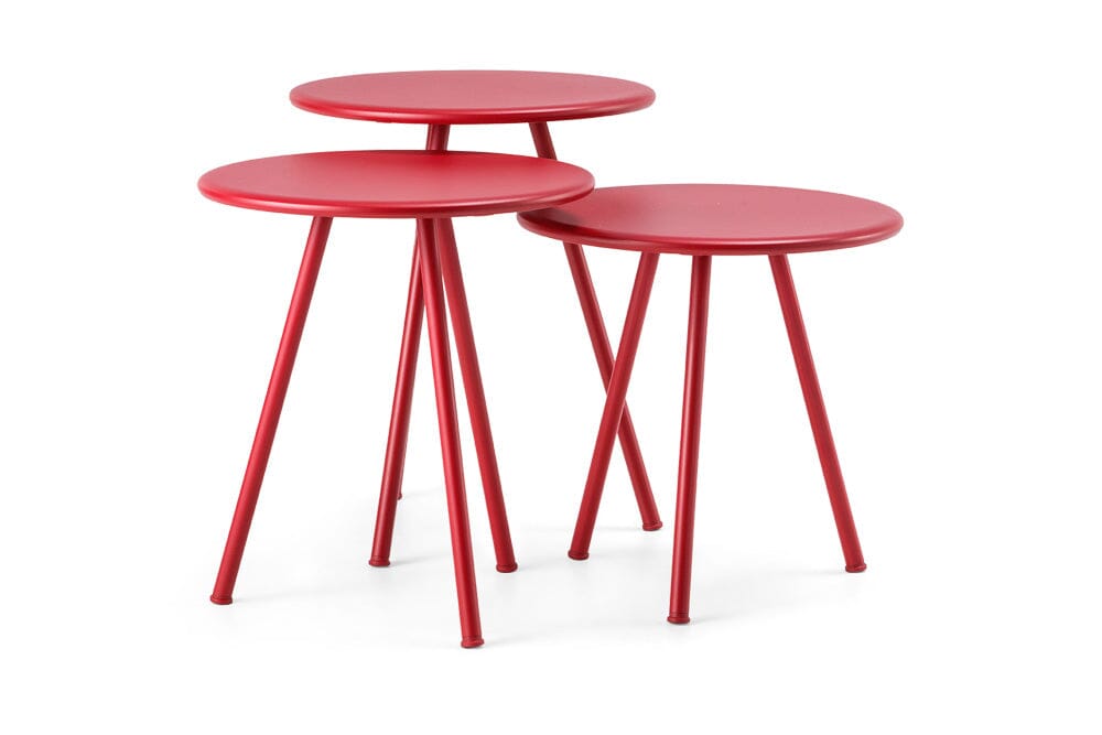 Hunn Granada Set de 3 Tables basses rondes Ø40cm gigognes Rouge rubis