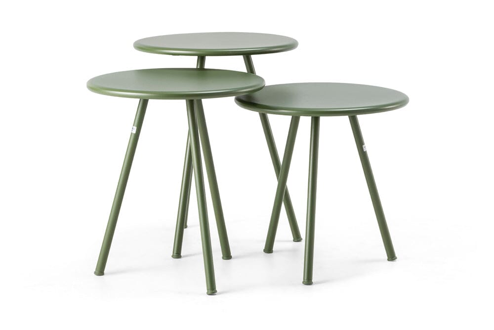 Hunn Granada Set de 3 Tables basses rondes Ø40cm gigognes Vert