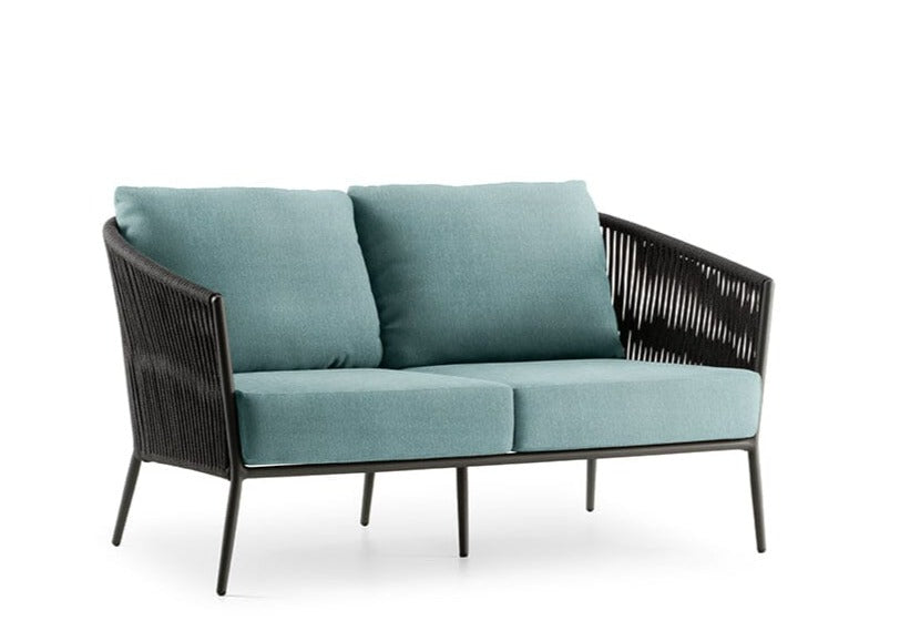 Hunn Kapstadt Canapé 2 places avec Cordes Anthracite Kuba Bleu Clair