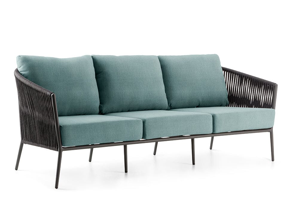 Hunn Kapstadt Canapé 3 places avec Cordes Anthracite Kuba Bleu Clair