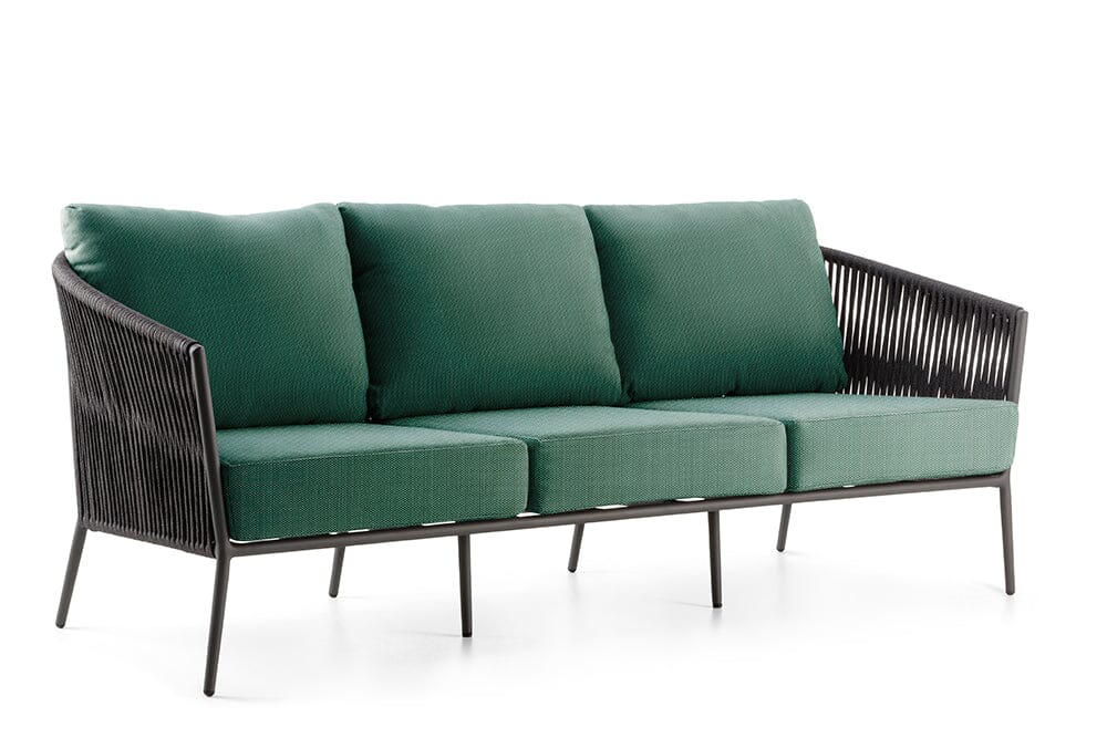 Hunn Kapstadt Canapé 3 places avec Cordes Anthracite Solid Vert Sapin