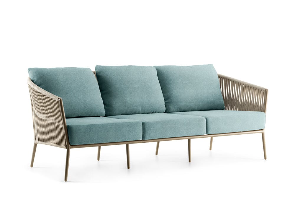 Hunn Kapstadt Canapé 3 places avec Cordes Taupe Kuba Bleu Clair