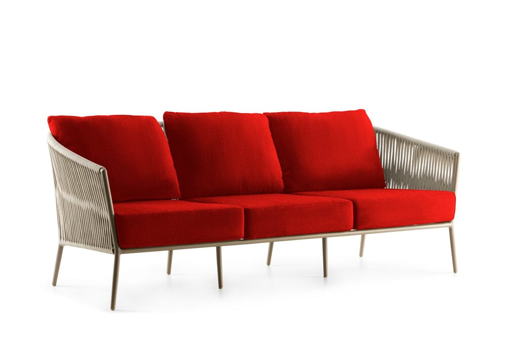 Hunn Kapstadt Canapé 3 places avec Cordes Taupe Solid Rouge