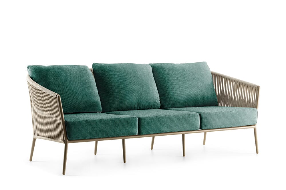 Hunn Kapstadt Canapé 3 places avec Cordes Taupe Solid Vert Sapin