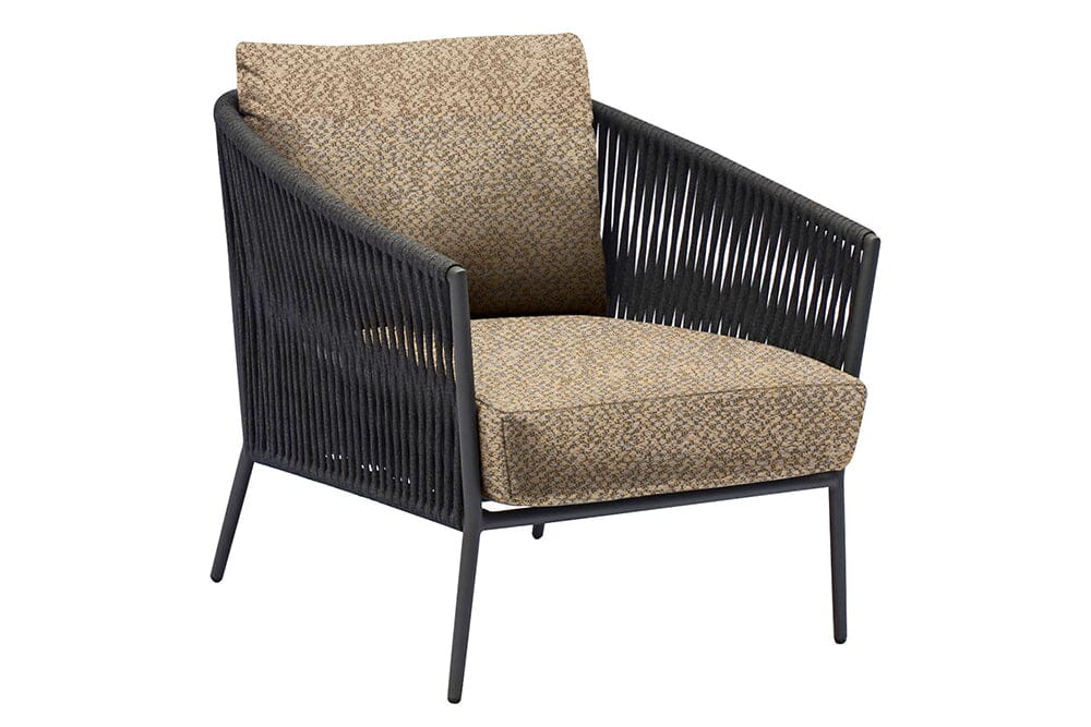 Hunn Kapstadt Fauteuil Club Lounge avec Cordes Anthracite Havanna Noir