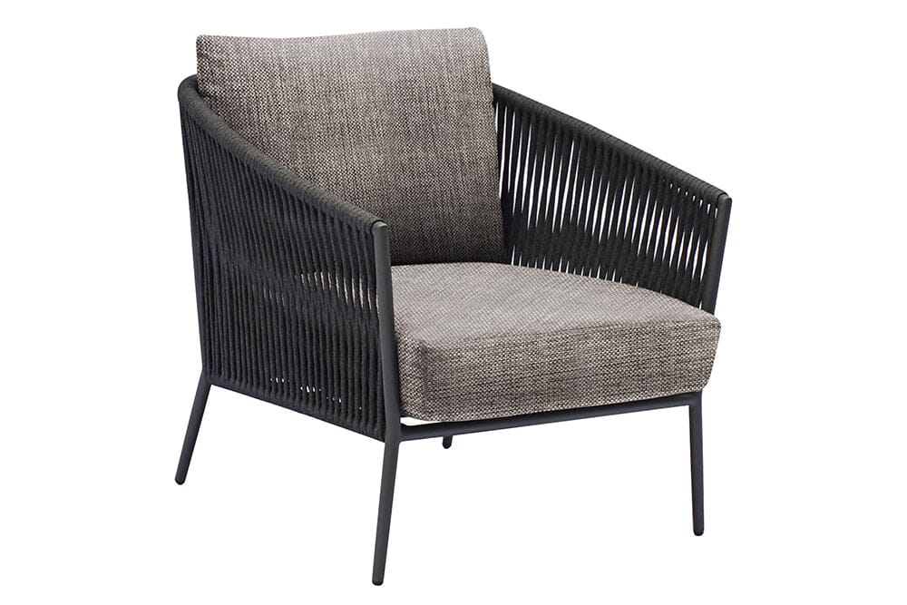 Hunn Kapstadt Fauteuil Club Lounge avec Cordes Anthracite Kuba Gris