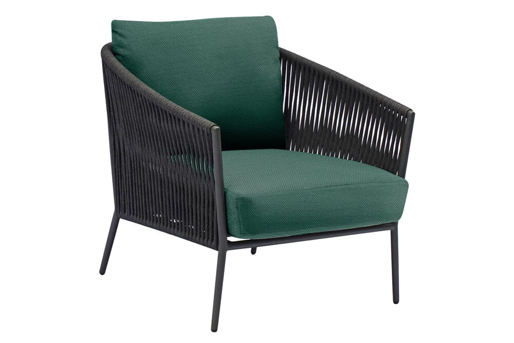Hunn Kapstadt Fauteuil Club Lounge avec Cordes Anthracite Solid Vert Sapin