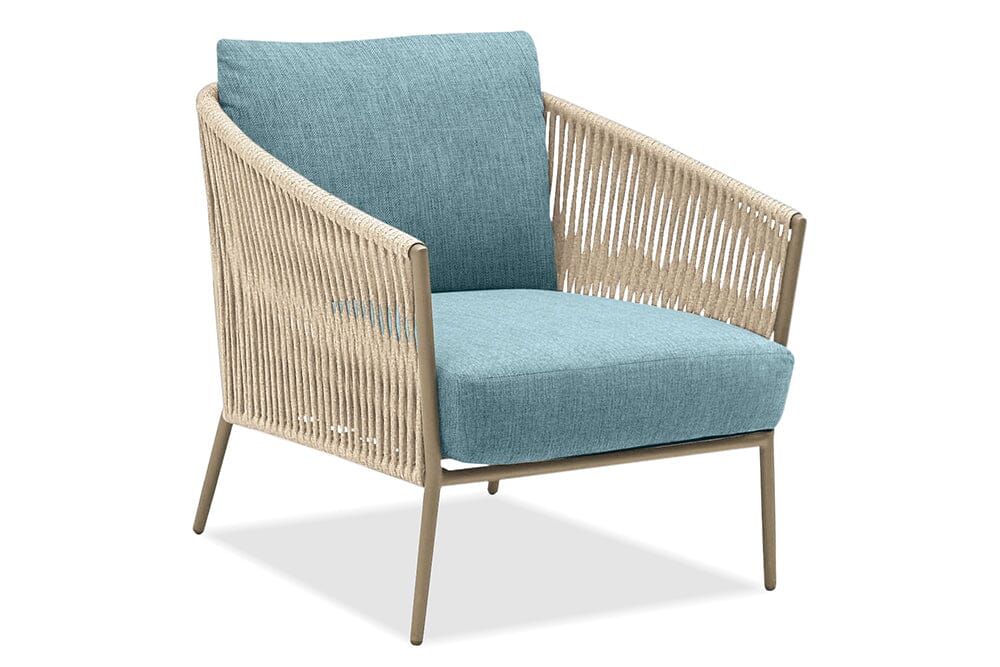 Hunn Kapstadt Fauteuil Club Lounge avec Cordes Taupe Kuba Bleu Clair