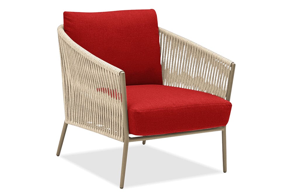 Hunn Kapstadt Fauteuil Club Lounge avec Cordes Taupe Solid Rouge