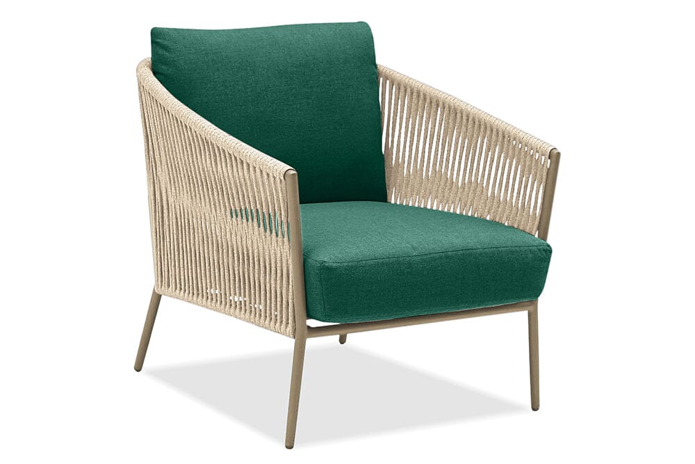 Hunn Kapstadt Fauteuil Club Lounge avec Cordes Taupe Solid Vert Sapin