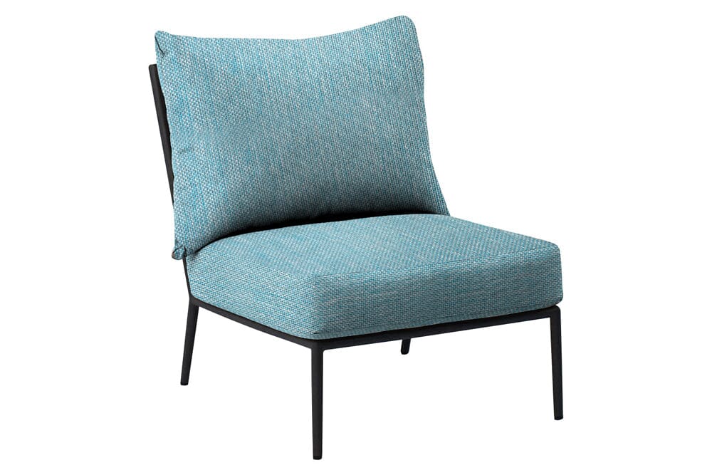 Hunn Kapstadt Fauteuil Club Lounge sans accoudoirs Anthracite Kuba Bleu Clair