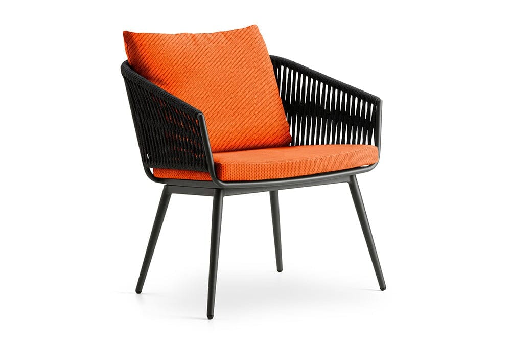 Hunn Kapstadt Fauteuil repas avec Cordes Anthracite Solid Orange