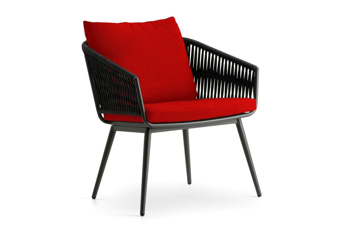 Hunn Kapstadt Fauteuil repas avec Cordes Anthracite Solid Rouge
