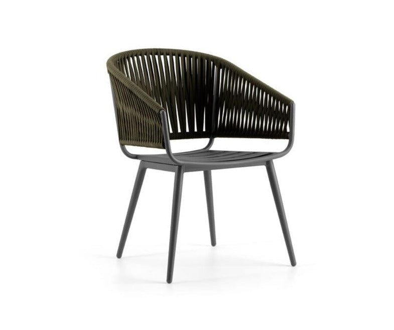 Hunn Kapstadt Fauteuil repas avec Cordes, coussins en sus Vert Sapin - anthracite