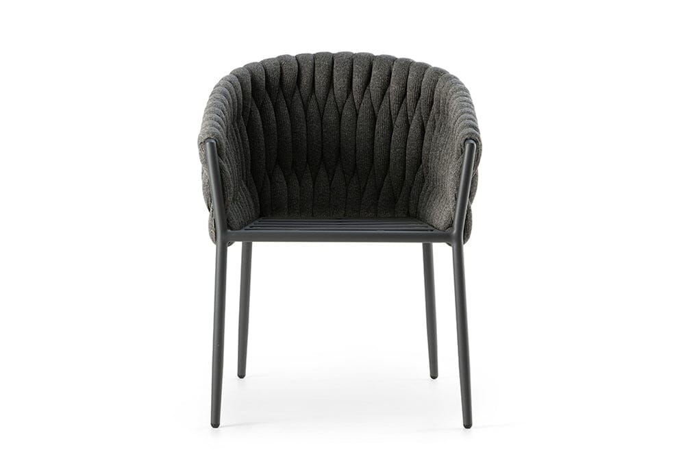 Hunn Mali Fauteuil repas Anthracite avec Cordes rembourrées, coussins en sus