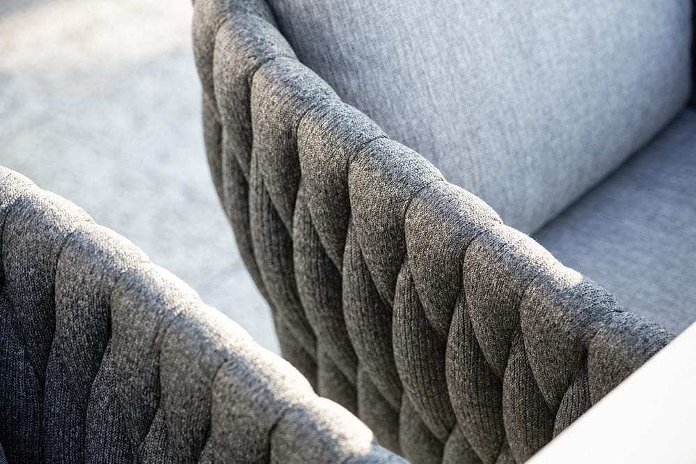 Hunn Mali Fauteuil repas Anthracite avec Cordes rembourrées, coussins en sus