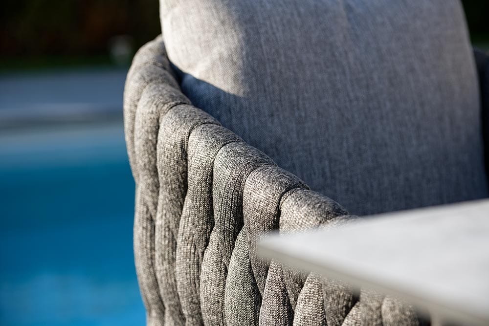 Hunn Mali Fauteuil repas Anthracite avec Cordes rembourrées, coussins en sus